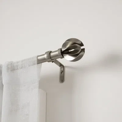 Umbra Silver Adjustable 42" To 120" 1" Single Curtain Rod In Stainless Steel