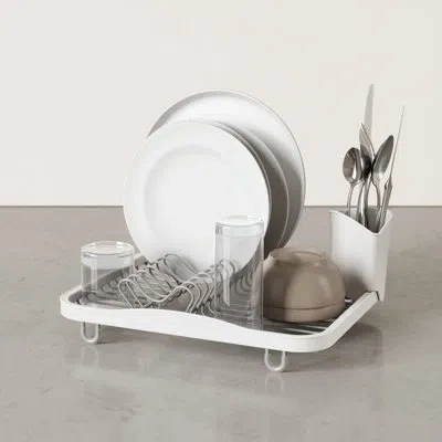 Umbra Sinkin Dish Rack, Lightweight Dish Drainer Kitchen Counter In White,silver