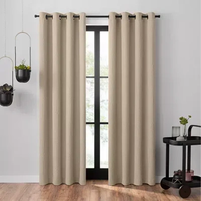Umbra Ulysses Grommet Top Light-filtering Single Curtain Panel In Sand