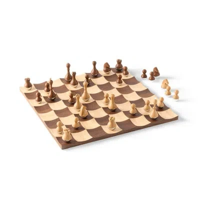 Umbra Wobble Chess Set Walnut In Brown;beige