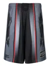 Umbro Breathable Black Bermuda Shorts With Contrasting Red Stripes In Black