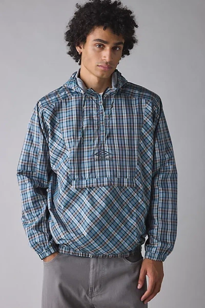 Umbro Checked Rain Jacket In Grey/blue Check, Men's At Urban Outfitters