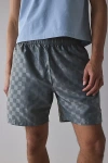 Umbro Checkerboard Pattern 7" Short In Storm/barely Blue, Men's At Urban Outfitters In Gray