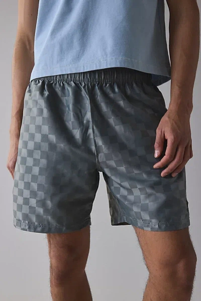 Umbro Checkerboard Pattern 7" Short In Storm/barely Blue, Men's At Urban Outfitters In Gray