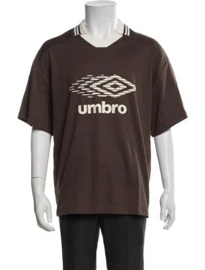 Pre-owned Umbro Collar Short Sleeve Polo Shirt In Brown