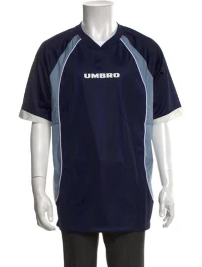 Pre-owned Umbro Colorblock Pattern Crew Neck T-shirt In Blue