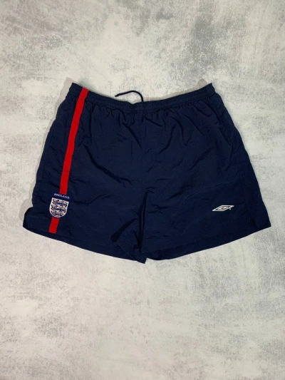 Pre-owned Umbro England Vintage Nylon Soccer Shorts In Blue