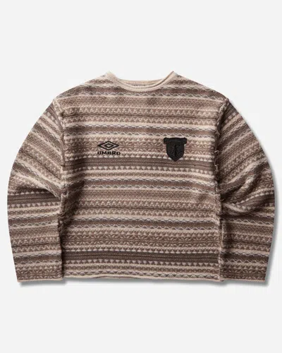 Umbro Fair Isle Crest Crewneck Sweater Greige In Grey