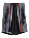 Umbro Breathable Black Bermuda Shorts With Contrasting Red Stripes