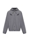 Umbro Hooded Check-pattern Jacket In Gray