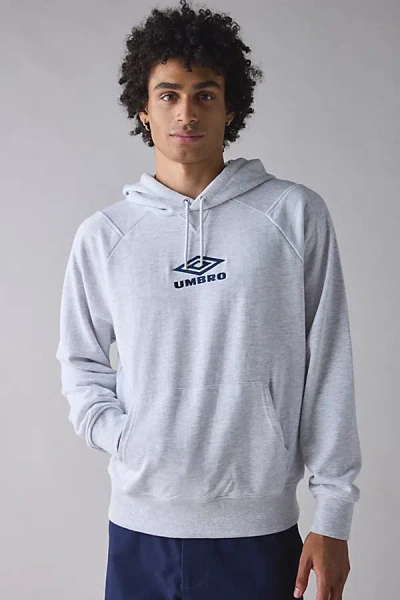 Umbro Iconic Logo Fleece Hoodie Sweatshirt In Ice Marl/dark Navy, Men's At Urban Outfitters In Blue