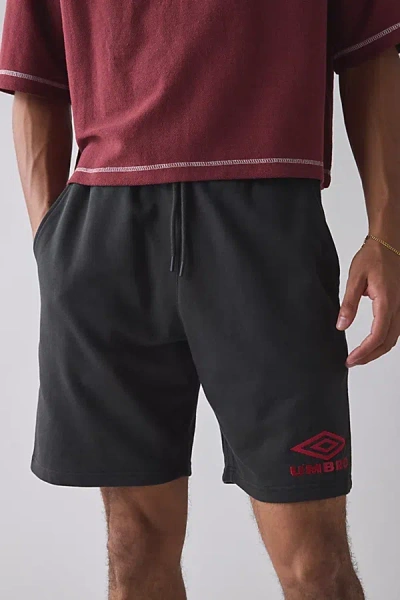 Umbro Iconix Logo Fleece Sweat Short In Black/chili Pepper, Men's At Urban Outfitters