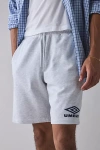 Umbro Iconix Logo Fleece Sweat Short In Ice Marl/dark Navy, Men's At Urban Outfitters In Gray