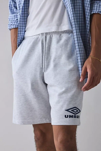 Umbro Iconix Logo Fleece Sweat Short In Ice Marl/dark Navy, Men's At Urban Outfitters In Gray