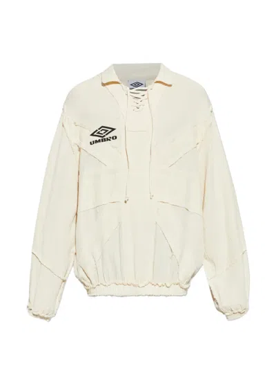 Umbro Lace-up Long-sleeved Sweatshirt In Neutral