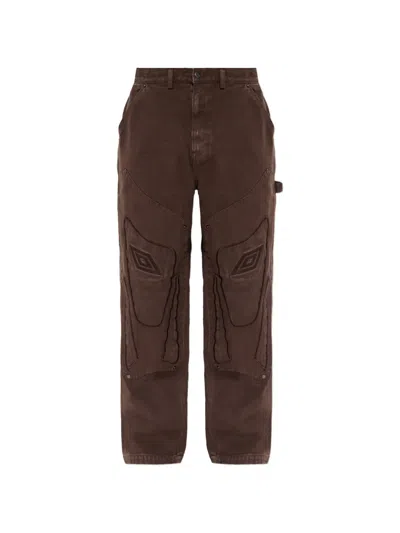 Umbro Logo-embroidered Trousers In Brown