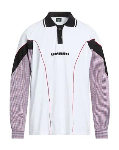 Umbro Man Polo Shirt White Size Xl Polyester, Elastane, Cotton In Multi