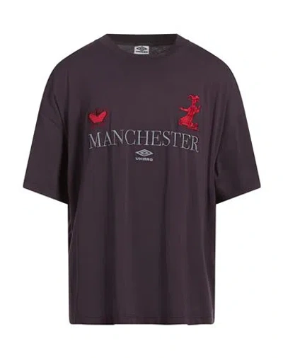 Umbro Man T-shirt Dark Purple Size Xl Cotton In Black