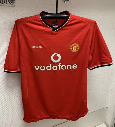 Pre-owned Umbro Manchester United  Vodafone Vintage Soccer Jersey L 90t In Red