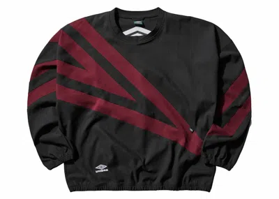 Pre-owned Umbro Men's  X Slam Jam 1993 Drill Polo Shirt In Black/burgundy