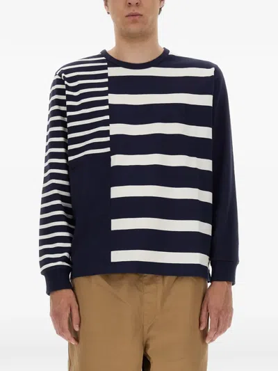 Umbro Patchwork Striped Sweater In Blue