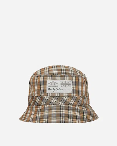 Umbro Plaid Logo Bucket Hat In Brown