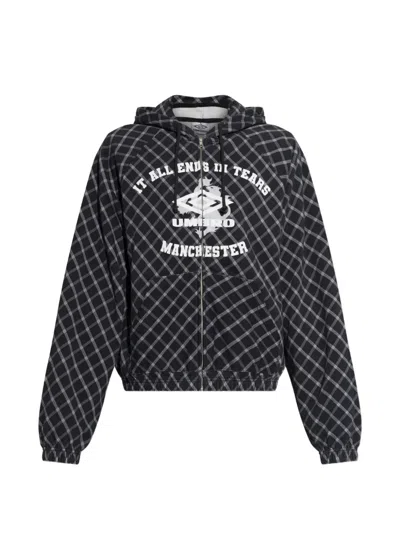 Umbro Plaid-pattern Zip-up Hoodie In Black