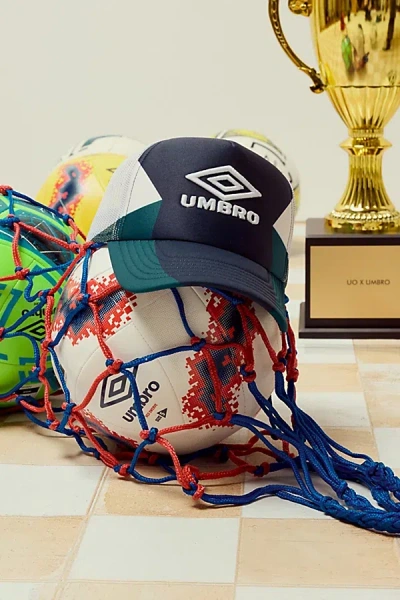 Umbro Relaxed Fit Foam Trucker Hat In Patriot Blue/green Heron, Men's At Urban Outfitters