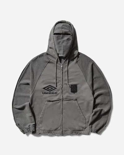 Umbro Royal Arms Zip Masked Hoodie Smock In Gray