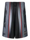 Umbro Breathable Black Bermuda Shorts With Contrasting Red Stripes In Black