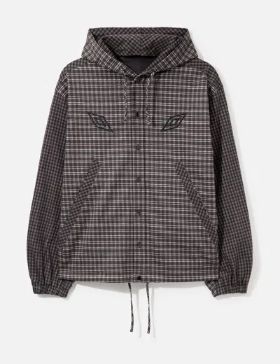 Umbro Slam Jam X  Double Plaid Overshirt Dark In Gray