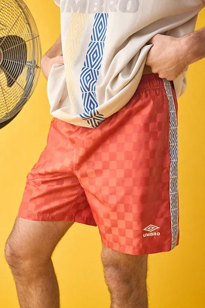 Umbro Uo Exclusive Check Pattern 7" Short In Fire Finch, Men's At Urban Outfitters