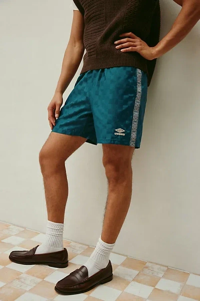 Umbro Uo Exclusive Check Pattern 7" Short In Green Heron, Men's At Urban Outfitters