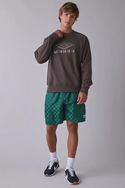 Umbro Uo Exclusive Checkerboard Pattern 7" Shorts In Eden, Men's At Urban Outfitters In Blue