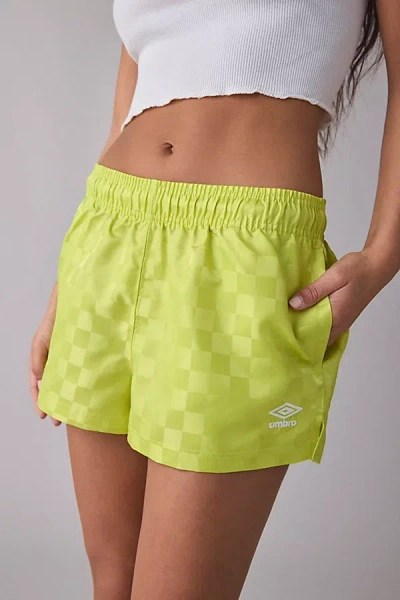 Umbro Uo Exclusive Checkered Performance Short In Lime, Women's At Urban Outfitters In Green