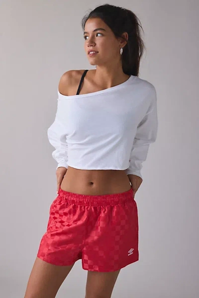 Umbro Uo Exclusive Checkered Performance Short In Red, Women's At Urban Outfitters In White