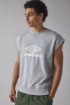Umbro Uo Exclusive Logo Graphic Cap Sleeve Sweatshirt In Gray Marl/antique White, Men's At Urban Outfitter In Gray
