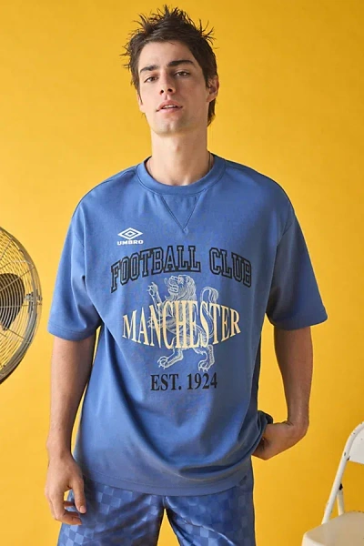 Umbro Uo Exclusive Manchester Football Club Graphic Tee In True Navy, Men's At Urban Outfitters