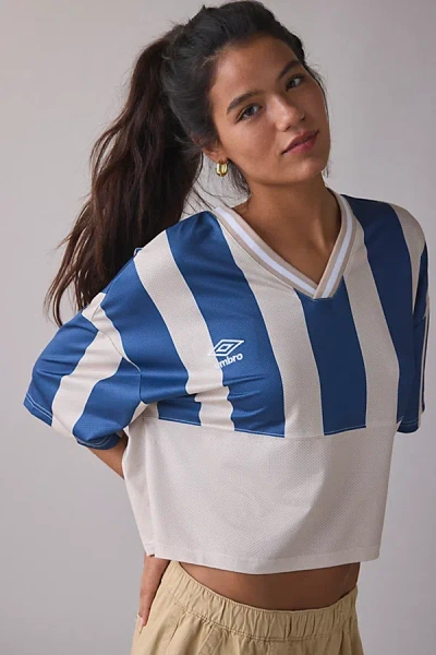 Umbro Uo Exclusive Short Sleeve Cropped Jersey Tee In Blue, Women's At Urban Outfitters