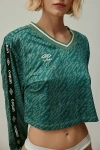 Umbro Uo Exclusive V-neck Long Sleeve Boxy Tee In Green, Women's At Urban Outfitters
