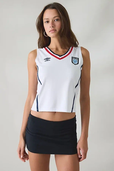 Umbro V-neck Cropped Jersey Tank Top In England/white, Women's At Urban Outfitters
