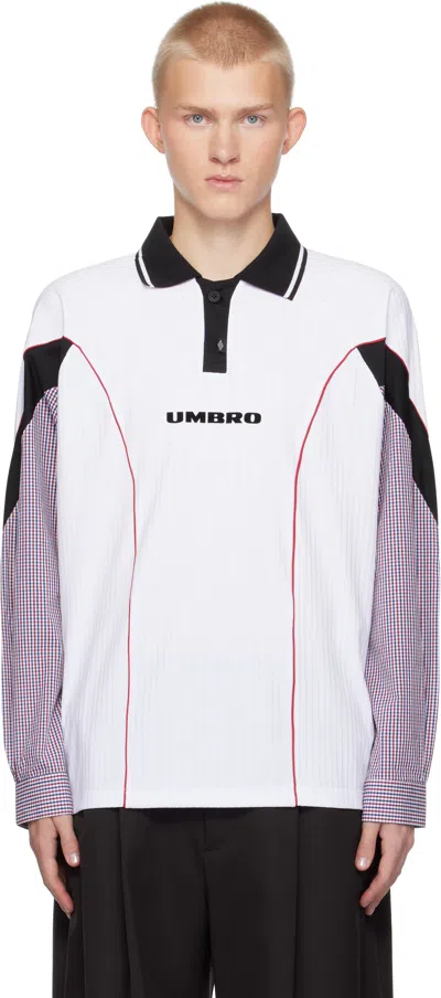 Umbro White Slam Jam Edition Gingham Cut Up Polo In Wth0001 White