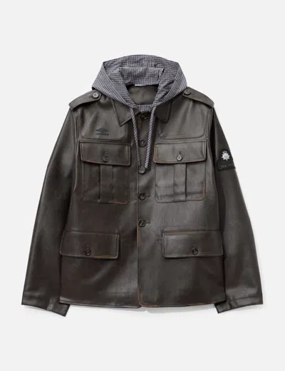 Umbro X Slam Jam Eco Leather Service Jacket In Gray