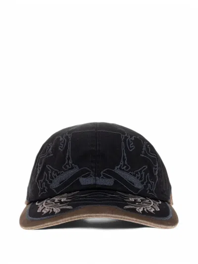Umbro X Slam Jam Laurel Embroidered Panelled Cap In Black