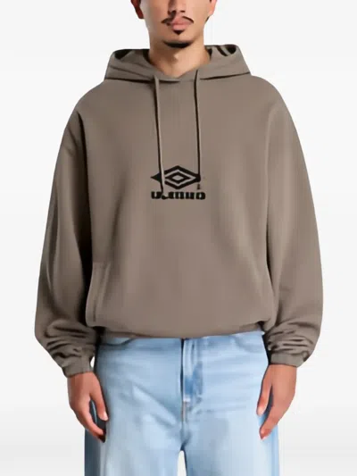 Umbro X Slam Jam Og-logo Masked Hoodie In Brown