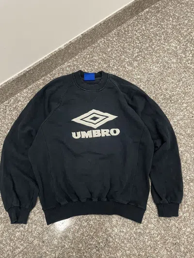 Pre-owned Umbro X Vintage 90's Mens Sweatshirt Umbro Big Logo Vintage Faded In Black