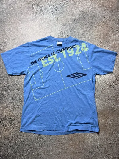 Pre-owned Umbro X Vintage Y2k Blokecore Soccer Japan Umbro Style Tee Shirt In Blue