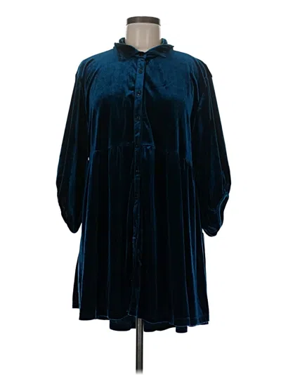 Pre-owned Umgee 3/4 Sleeve Blouse In Blue