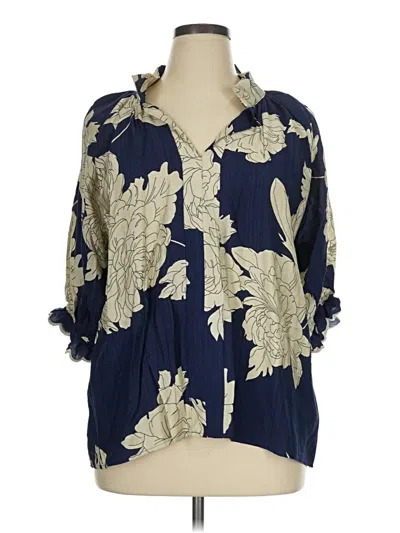 Pre-owned Umgee 3/4 Sleeve Blouse In Blue