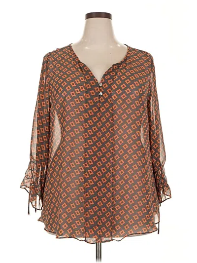 Pre-owned Umgee 3/4 Sleeve Blouse In Brown